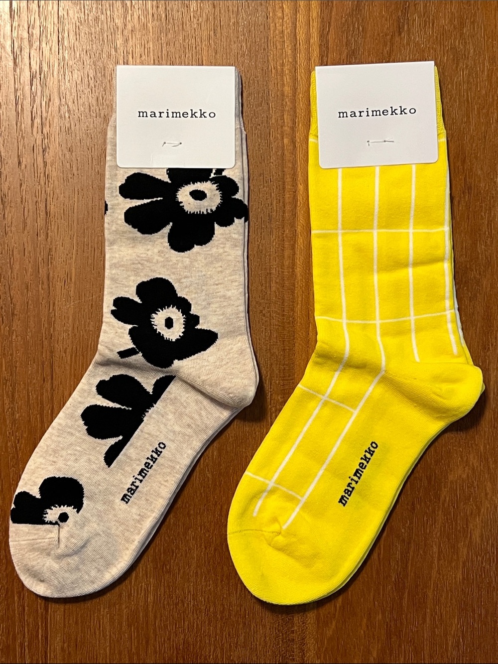 NWT Marimekko Socks Set One Size (Fits Euro 37-39) White and Yellow